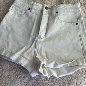 RVCA White Jean Shorts High-Waisted Cuffed